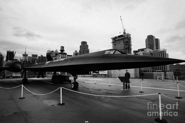 Usa Poster featuring the photograph Lockheed A12 Blackbird on display on the flight deck at the Intrepid Sea Air Space Museum by Joe Fox