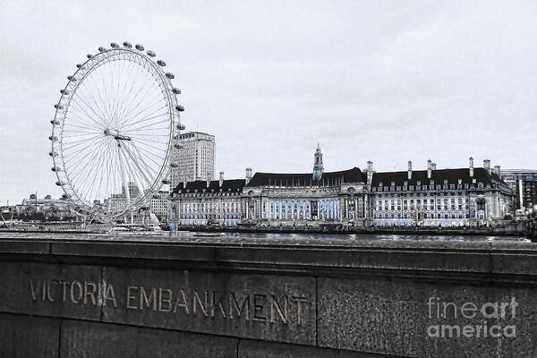 London Eye Poster featuring the photograph London Eye Mono by Jasna Buncic