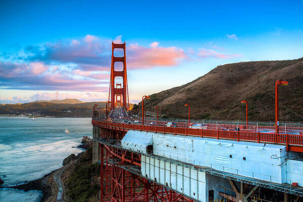 Golden Poster featuring the photograph Looking Across the Golden Gate by Mike Lee