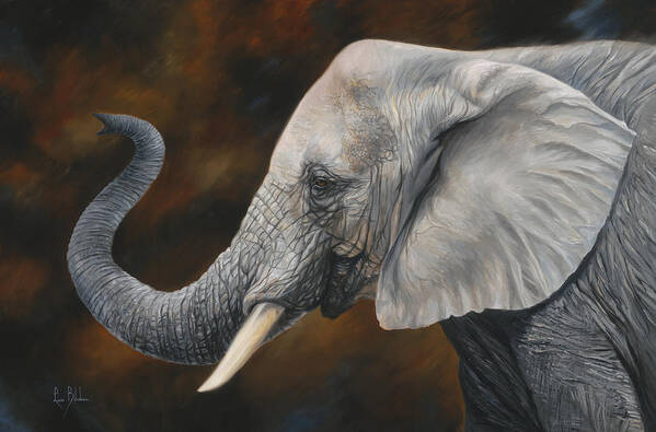Elephant Poster featuring the painting Lucky by Lucie Bilodeau