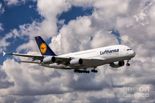 Airbus A380 Poster featuring the photograph Lufthansa A380 Hamburg by Rene Triay FineArt Photos