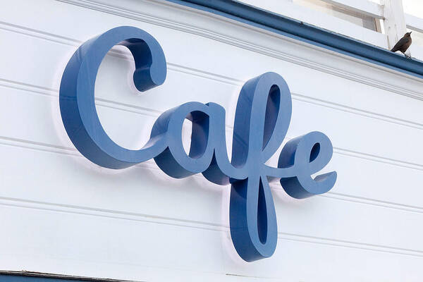 Cafe Signs Poster featuring the photograph Malibu Pier Cafe by Art Block Collections