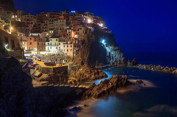 Italy Poster featuring the photograph Manarola At Night by Rick Starbuck