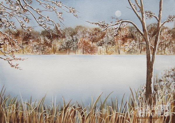 Marshall's Pond Poster featuring the painting Marshall's Pond In Winter by Deborah Ronglien