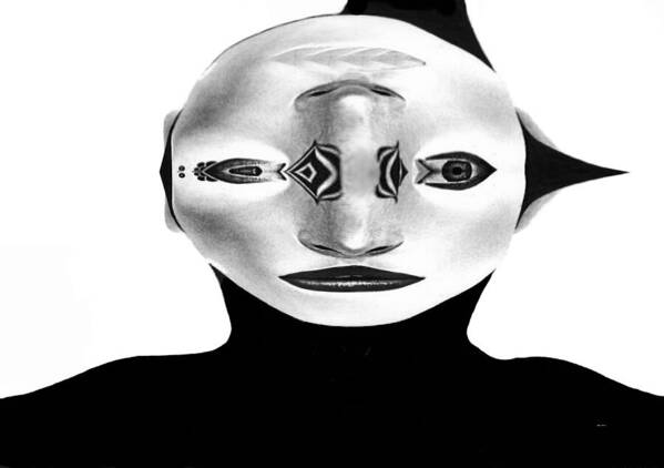 Mask Poster featuring the painting Mask Black and White by Rafael Salazar