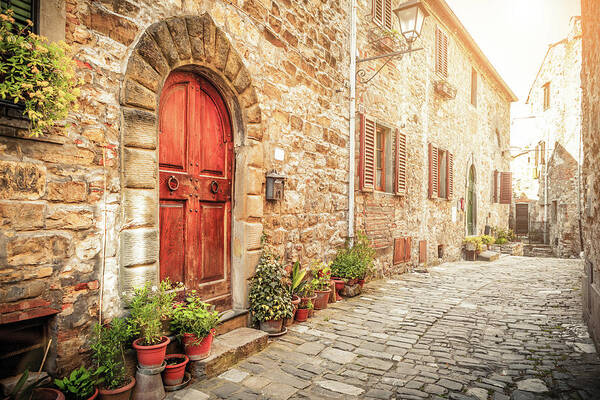 Arch Poster featuring the photograph Medieval Italian Town, Montefioralle In by Giorgiomagini