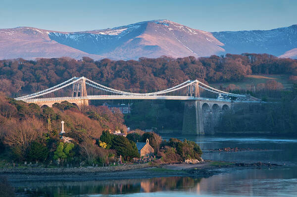 Menai Straits Poster featuring the photograph Menai Bridge And Menai Straits by Alan Novelli