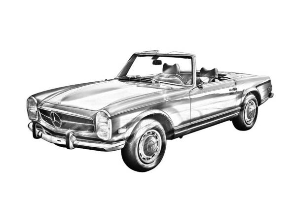 Mercedes Benz 280 Poster featuring the photograph Mercedes Benz 280 SL Convertible Illustration by Keith Webber Jr