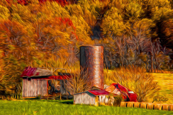 Rural Setting Poster featuring the digital art Middleburg Silo and Outbuildings by Joe Paradis