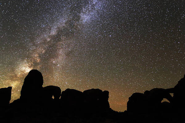 Milky Way Poster featuring the photograph Milky Way over Arches National Park by Jean Clark