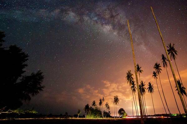 Tranquility Poster featuring the photograph Milky Way Over The Sky At Pantai Sepat by Salehuddinlokman