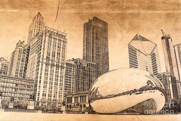 Chicago Bean Poster featuring the digital art Millennium Park Chicago by Dejan Jovanovic