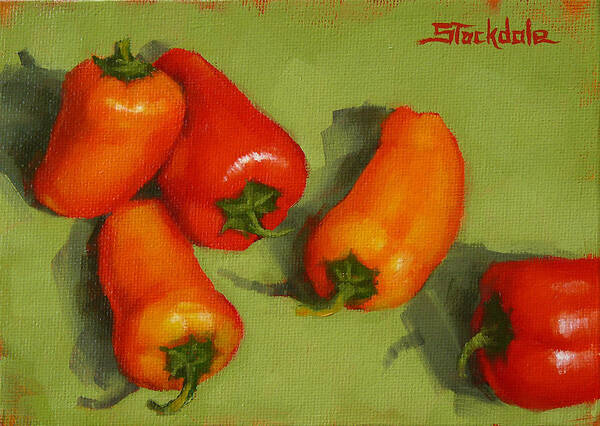Peppers Poster featuring the painting Mini Peppers Study 2 by Margaret Stockdale