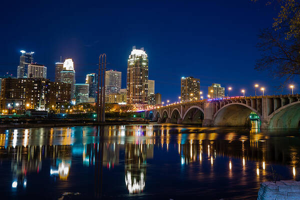 Cityscape Poster featuring the photograph MInneapolis City Lights by Mark Goodman