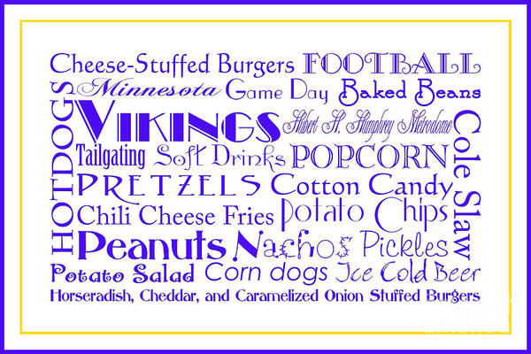 Andee Design Football Poster featuring the digital art Minnesota Vikings Game Day Food 3 by Andee Design