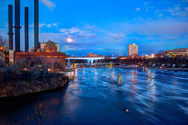 Mn River Poster featuring the photograph Mississippi Moonlight by Amanda Stadther