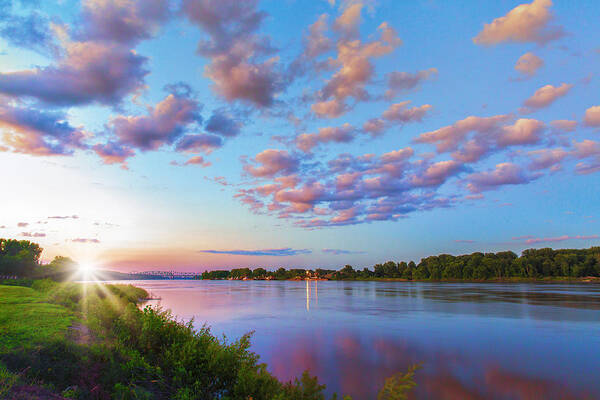 Missouri Poster featuring the photograph Missouri River Sunset From Saint Charles by Bill and Linda Tiepelman