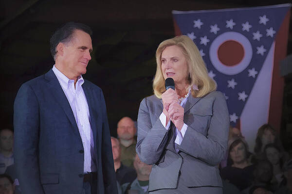 Ann Poster featuring the photograph Mitt and Ann Romney in Ohio 2012 by Jack R Perry