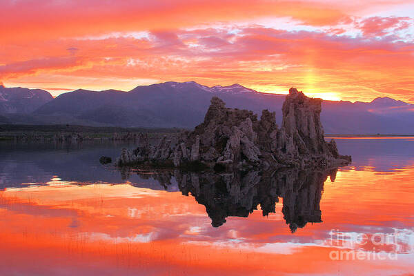Mono Lake Sunset Poster featuring the photograph Mono Lake Fiery Sunset by Adam Jewell