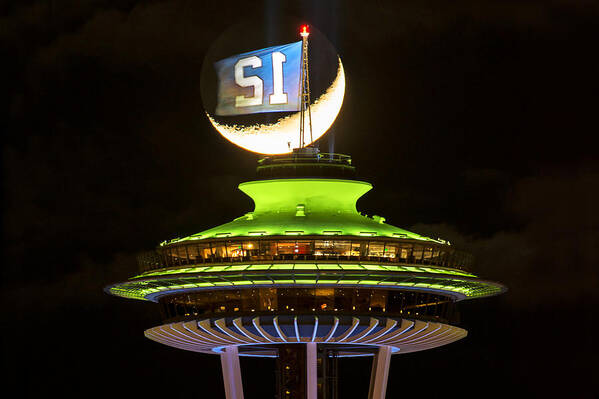 Space Needle Poster featuring the photograph Moon Joined the 12th Man by Yoshiki Nakamura