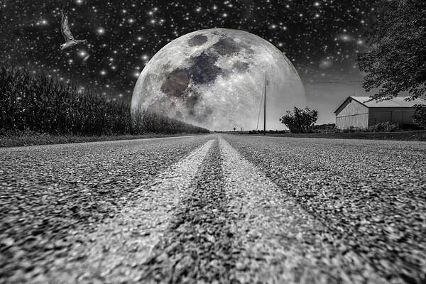 Surreal Poster featuring the photograph Moon Rise Country by Kevin Cable