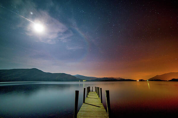 Scenics Poster featuring the photograph Moonlit Jetty by Richard Berry Photography