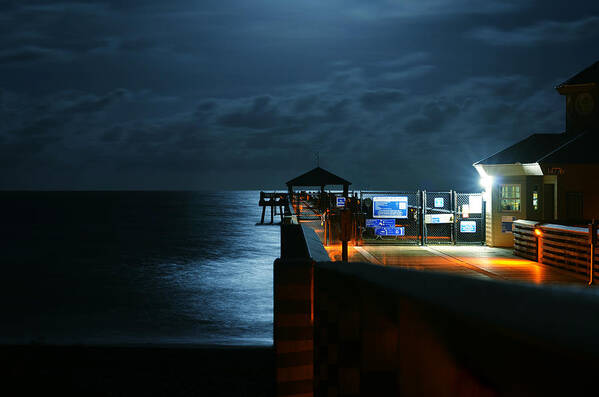 Laura Fasulo Poster featuring the photograph Moonlit Pier by Laura Fasulo