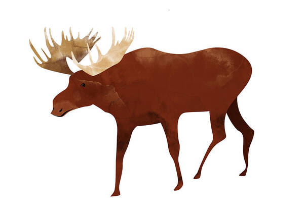 Moose Poster featuring the digital art Moose by Randoms Print