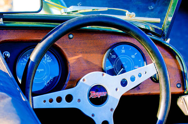 Morgan Steering Wheel Poster featuring the photograph Morgan Steering Wheel by Jill Reger