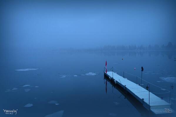 Fog Poster featuring the photograph Morning Fog 002 - Skaha Lake 03-06-2014 by Guy Hoffman
