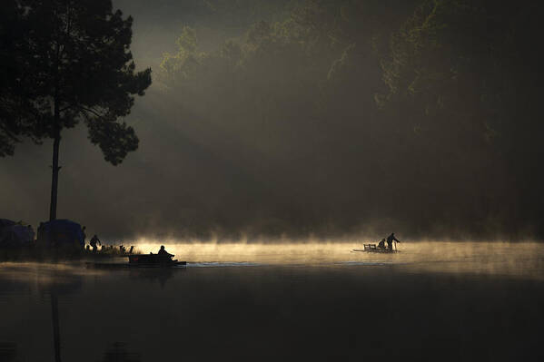 Thailand Poster featuring the photograph Morning On The Lake by Tippawan Kongto