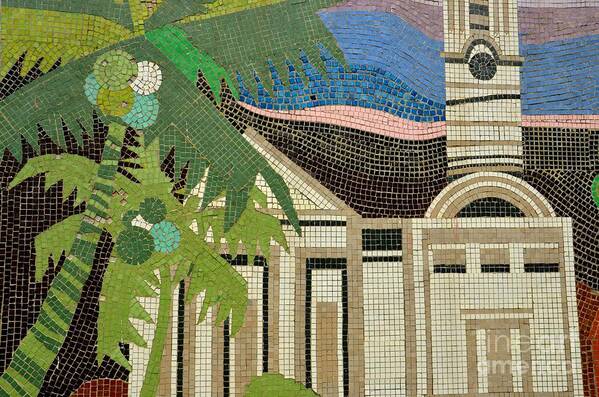 Square Poster featuring the photograph Mosaic of church with palm tree by Imran Ahmed