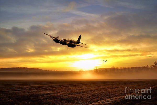 De Havilland Poster featuring the digital art Mosquitos In The Mist by Airpower Art