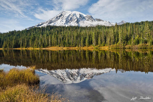 Autumn Poster featuring the photograph Mount Rainier and Reflection Lakes in the Fall by Jeff Goulden