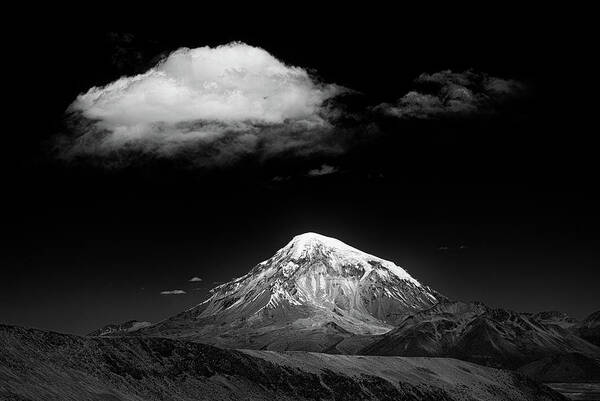Dark Poster featuring the photograph Mountain And Cloud by Alan Mcnair