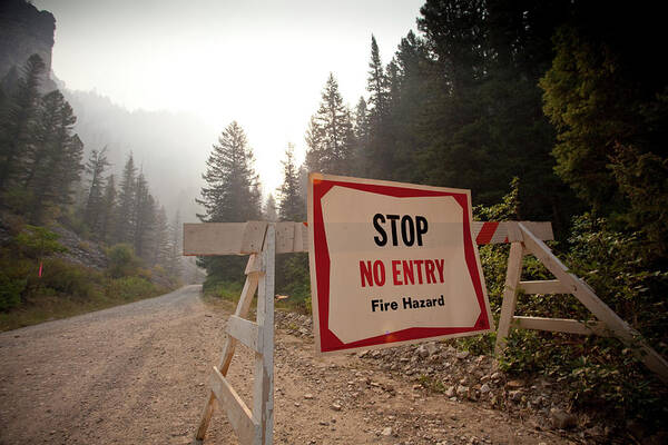 Fog Poster featuring the photograph Mountain Road Blocked Due To Wildfire by Jess McGlothlin Media