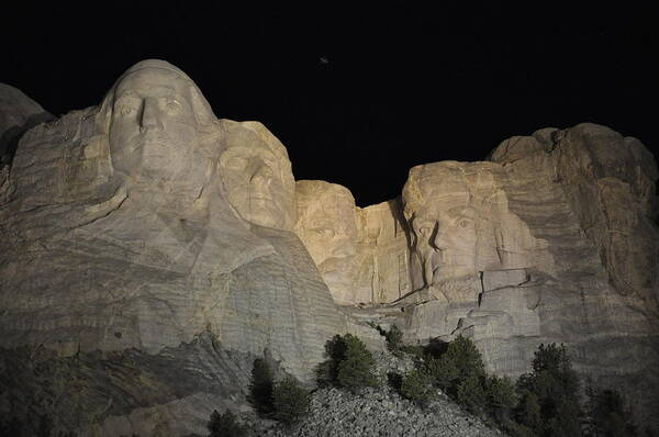 Mt Rushmore National Monument Poster featuring the photograph Mt. Rushmore at Night by Frank Madia