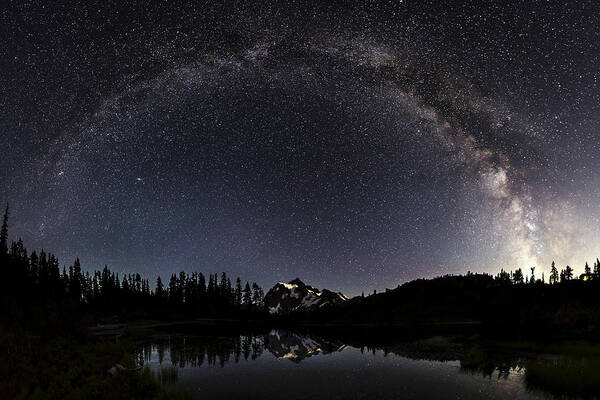 Milky Way Poster featuring the photograph Mt. Shuksan and Milky Way Arch by Yoshiki Nakamura