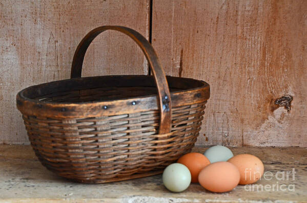 Still Life Poster featuring the photograph My Grandma's Egg Basket by Mary Carol Story