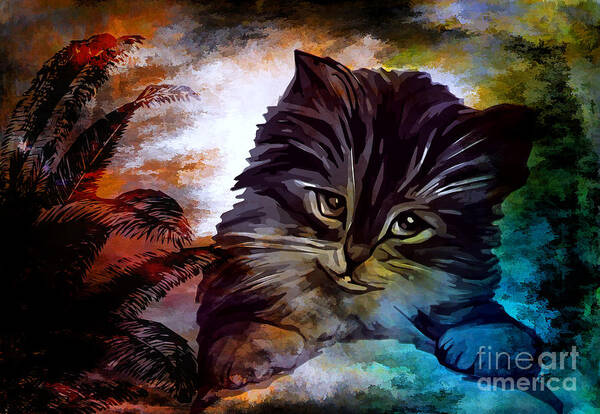 Kitten Poster featuring the painting My name is Goliath. by Andrzej Szczerski