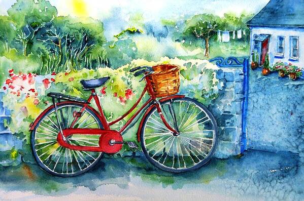 Bicycle Poster featuring the painting My Red Bicycle by Trudi Doyle