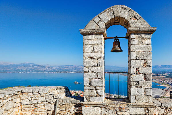 Ancient Poster featuring the photograph Nafplio from the castle Palamidi - Greece by Constantinos Iliopoulos