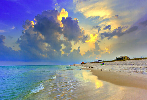 Beach Poster featuring the photograph National Seashore Navarre Pensacola Beach Florida Blue Sunset Art Prints by Eszra