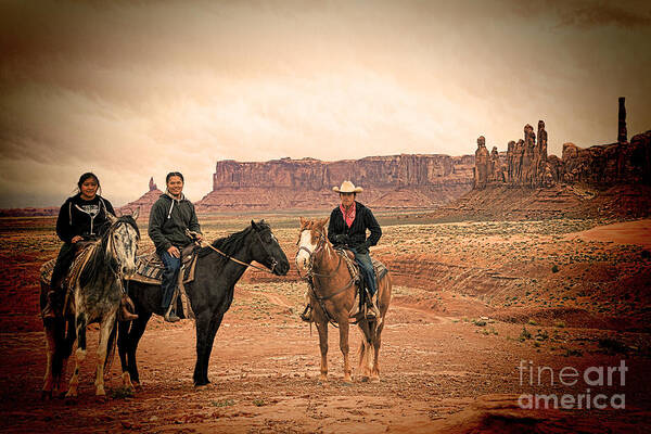 Red Soil Poster featuring the photograph Navajo Riders by Jim Garrison