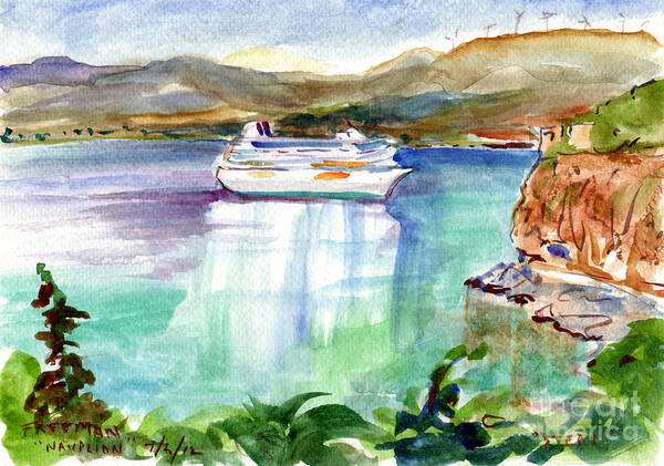 Crystal Cruises Poster featuring the painting Navplion Crystal Serenity by Valerie Freeman