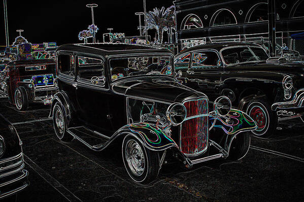 Deuce Poster featuring the photograph Neon Car Show by Steve McKinzie