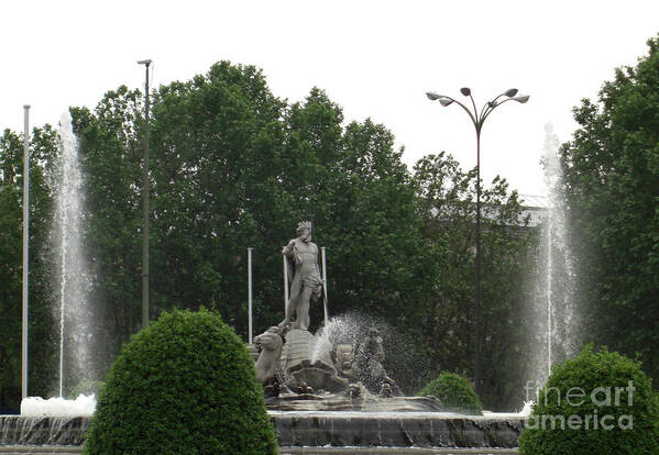 Madrid Poster featuring the photograph Neptune Fountain in Madrid by Deborah Smolinske