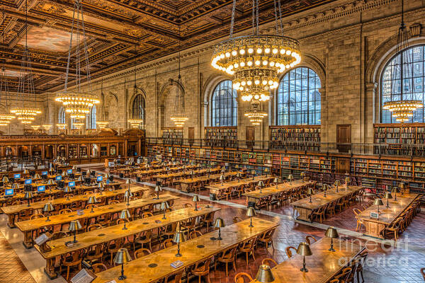 Clarence Holmes Poster featuring the photograph New York Public Library Main Reading Room IX by Clarence Holmes