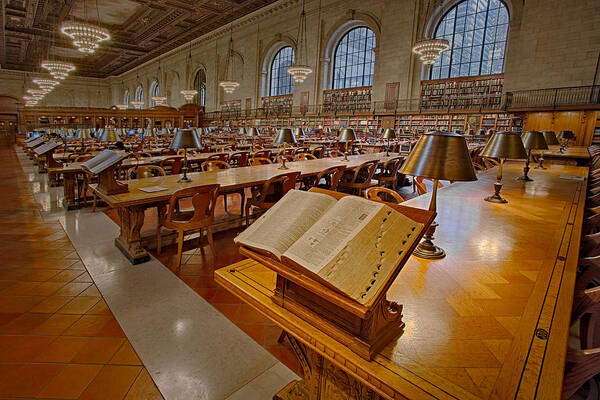 The New York Public Library Poster featuring the photograph New York Public Library Rose Main Reading Room by Susan Candelario