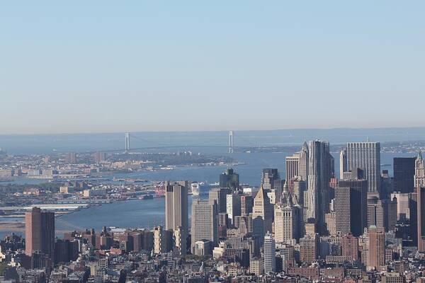 New York Poster featuring the photograph New York View And Verrazano-Narrows Bridge by David Grant